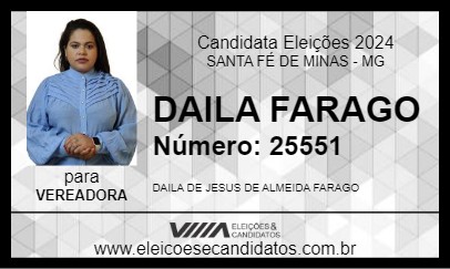 Candidato DAILA FARAGO 2024 - SANTA FÉ DE MINAS - Eleições