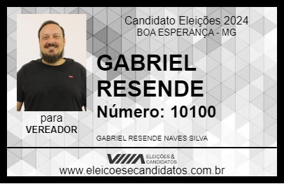 Candidato GABRIEL RESENDE 2024 - BOA ESPERANÇA - Eleições