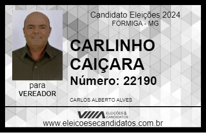 Candidato CARLINHO CAIÇARA 2024 - FORMIGA - Eleições