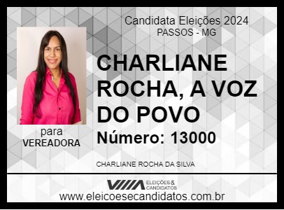 Candidato CHARLIANE ROCHA 2024 - PASSOS - Eleições