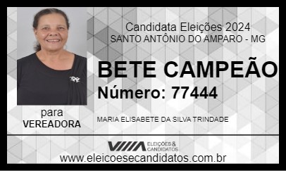 Candidato BETE CAMPEÃO 2024 - SANTO ANTÔNIO DO AMPARO - Eleições