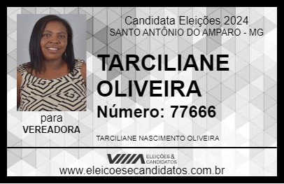 Candidato TARCILIANE OLIVEIRA 2024 - SANTO ANTÔNIO DO AMPARO - Eleições