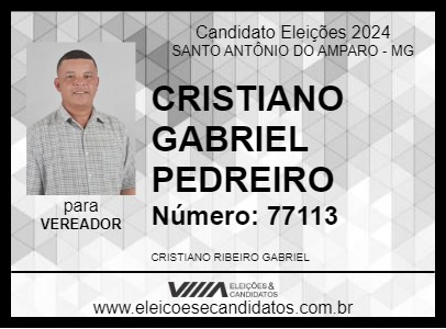 Candidato CRISTIANO GABRIEL PEDREIRO 2024 - SANTO ANTÔNIO DO AMPARO - Eleições