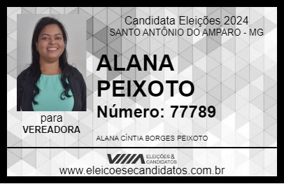 Candidato ALANA PEIXOTO 2024 - SANTO ANTÔNIO DO AMPARO - Eleições