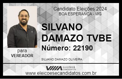 Candidato SILVANO DAMAZO TVBE 2024 - BOA ESPERANÇA - Eleições