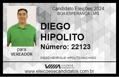 Candidato DIEGO HIPOLITO 2024 - BOA ESPERANÇA - Eleições