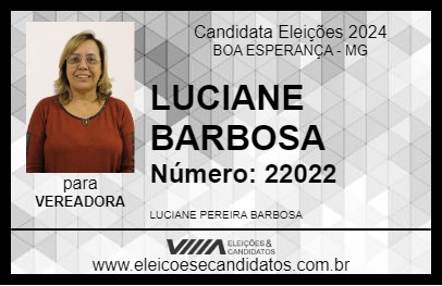 Candidato LUCIANE BARBOSA 2024 - BOA ESPERANÇA - Eleições