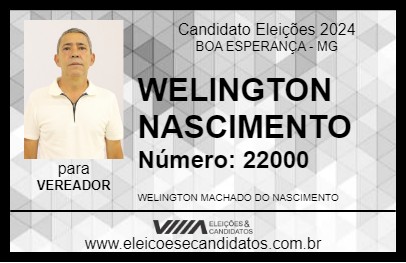 Candidato WELINGTON NASCIMENTO 2024 - BOA ESPERANÇA - Eleições