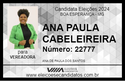 Candidato ANA PAULA CABELEIREIRA 2024 - BOA ESPERANÇA - Eleições