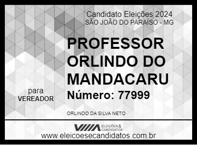 Candidato PROFESSOR ORLINDO DO MANDACARU 2024 - SÃO JOÃO DO PARAÍSO - Eleições