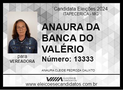 Candidato ANAURA DA BANCA DO VALÉRIO 2024 - ITAPECERICA - Eleições