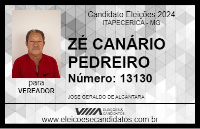 Candidato ZÉ CANÁRIO PEDREIRO 2024 - ITAPECERICA - Eleições