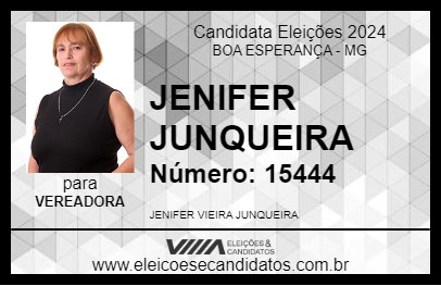 Candidato JENIFER JUNQUEIRA 2024 - BOA ESPERANÇA - Eleições