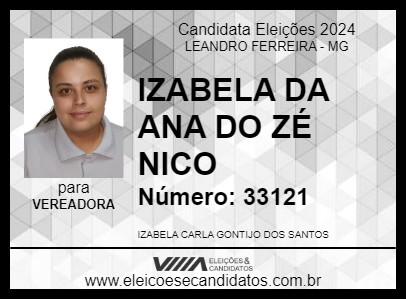 Candidato IZABELA DA ANA DO ZÉ NICO 2024 - LEANDRO FERREIRA - Eleições