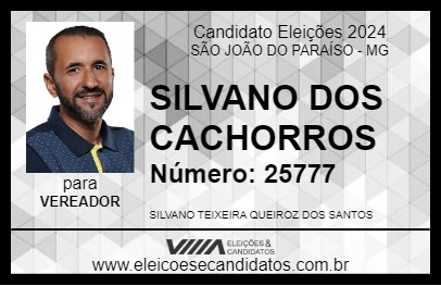 Candidato SILVANO DOS CACHORROS 2024 - SÃO JOÃO DO PARAÍSO - Eleições