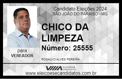 Candidato CHICO DA LIMPEZA 2024 - SÃO JOÃO DO PARAÍSO - Eleições