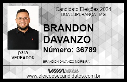 Candidato BRANDON DAVANZO 2024 - BOA ESPERANÇA - Eleições