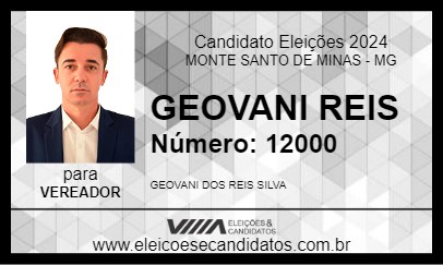 Candidato GEOVANE REIS 2024 - MONTE SANTO DE MINAS - Eleições