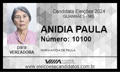 Candidato ANIDIA PAULA 2024 - GUANHÃES - Eleições