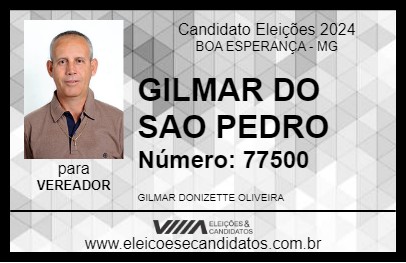 Candidato GILMAR DO SAO PEDRO 2024 - BOA ESPERANÇA - Eleições