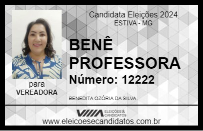 Candidato BENÊ PROFESSORA 2024 - ESTIVA - Eleições