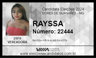 Candidato RAYSSA 2024 - DORES DE GUANHÃES - Eleições