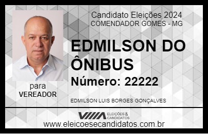 Candidato EDMILSON DO ÔNIBUS 2024 - COMENDADOR GOMES - Eleições