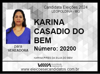 Candidato KARINA CASADIO DO BEM 2024 - LEOPOLDINA - Eleições