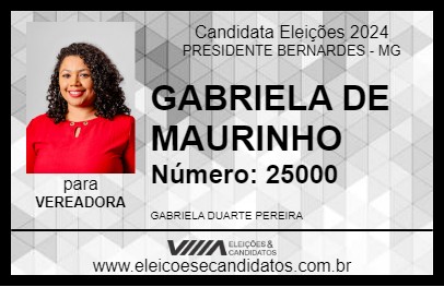 Candidato GABRIELA DE MAURINHO 2024 - PRESIDENTE BERNARDES - Eleições