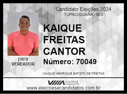 Candidato KAIQUE FREITAS  CANTOR  2024 - TUPACIGUARA - Eleições