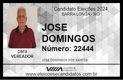 Candidato JOSE DOMINGOS 2024 - BARRA LONGA - Eleições