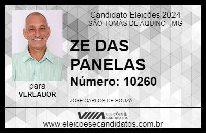 Candidato ZE DAS PANELAS 2024 - SÃO TOMÁS DE AQUINO - Eleições