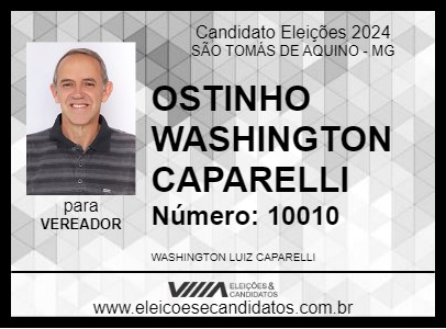 Candidato OSTINHO WASHINGTON CAPARELLI 2024 - SÃO TOMÁS DE AQUINO - Eleições