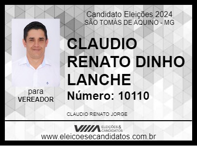 Candidato CLAUDIO RENATO DINHO LANCHE 2024 - SÃO TOMÁS DE AQUINO - Eleições