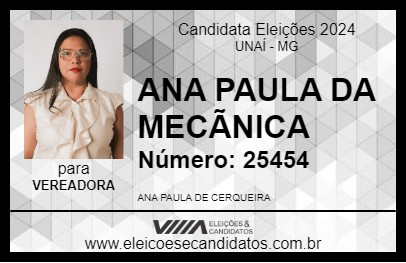 Candidato ANA PAULA DA MECÃNICA  2024 - UNAÍ - Eleições