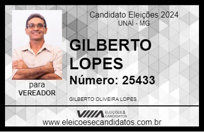 Candidato GILBERTO LOPES  2024 - UNAÍ - Eleições