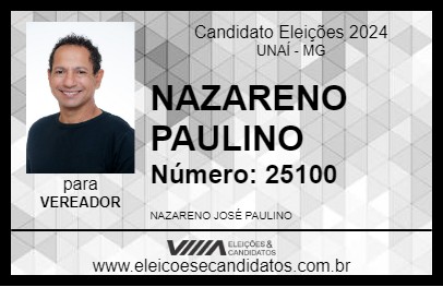 Candidato NAZARENO PAULINO 2024 - UNAÍ - Eleições