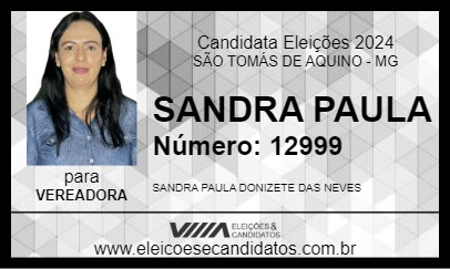 Candidato SANDRA PAULA 2024 - SÃO TOMÁS DE AQUINO - Eleições