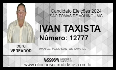 Candidato IVAN TAXISTA 2024 - SÃO TOMÁS DE AQUINO - Eleições