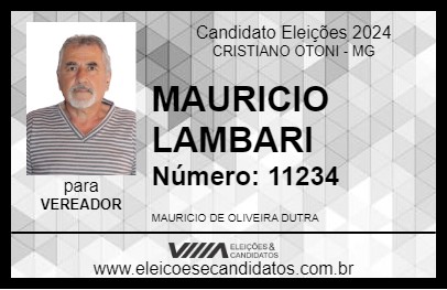 Candidato MAURICIO LAMBARI 2024 - CRISTIANO OTONI - Eleições