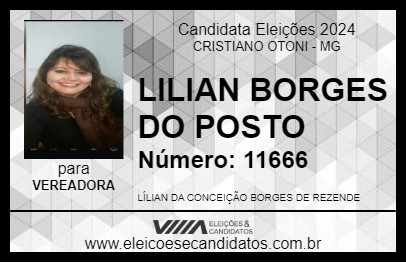 Candidato LILIAN BORGES DO POSTO 2024 - CRISTIANO OTONI - Eleições