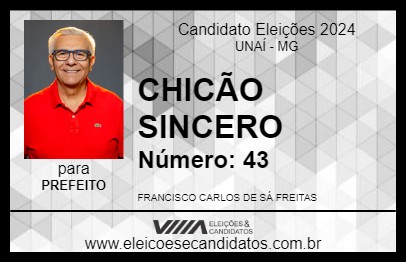 Candidato CHICÃO SINCERO 2024 - UNAÍ - Eleições