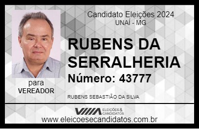 Candidato RUBENS DA SERRALHERIA 2024 - UNAÍ - Eleições