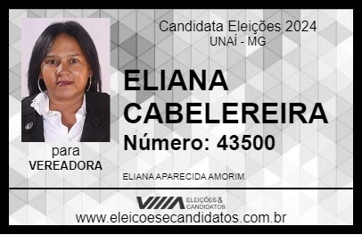 Candidato ELIANA CABELEREIRA 2024 - UNAÍ - Eleições