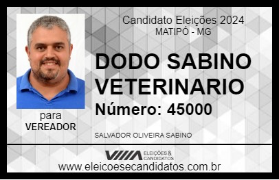 Candidato DODO SABINO VETERINARIO 2024 - MATIPÓ - Eleições