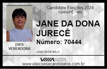 Candidato JANE DA DONA JURECÊ 2024 - IGARAPÉ - Eleições