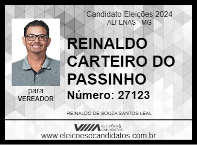 Candidato REINALDO CARTEIRO DO PASSINHO 2024 - ALFENAS - Eleições