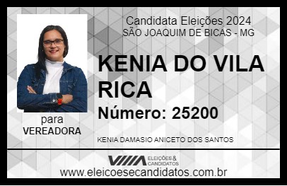 Candidato KENIA DO VILA RICA 2024 - SÃO JOAQUIM DE BICAS - Eleições