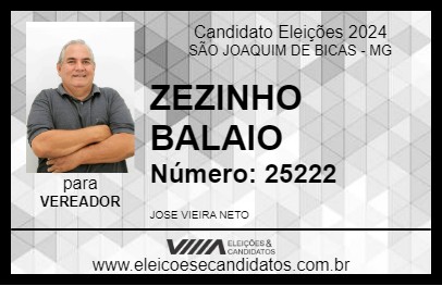 Candidato ZEZINHO BALAIO 2024 - SÃO JOAQUIM DE BICAS - Eleições