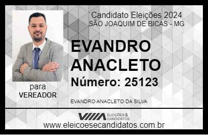 Candidato EVANDRO ANACLETO 2024 - SÃO JOAQUIM DE BICAS - Eleições